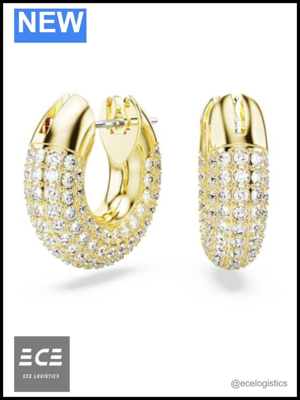 Swarovski Dextera Hoop Earrings Pavé Crystal Gold-tone Finish